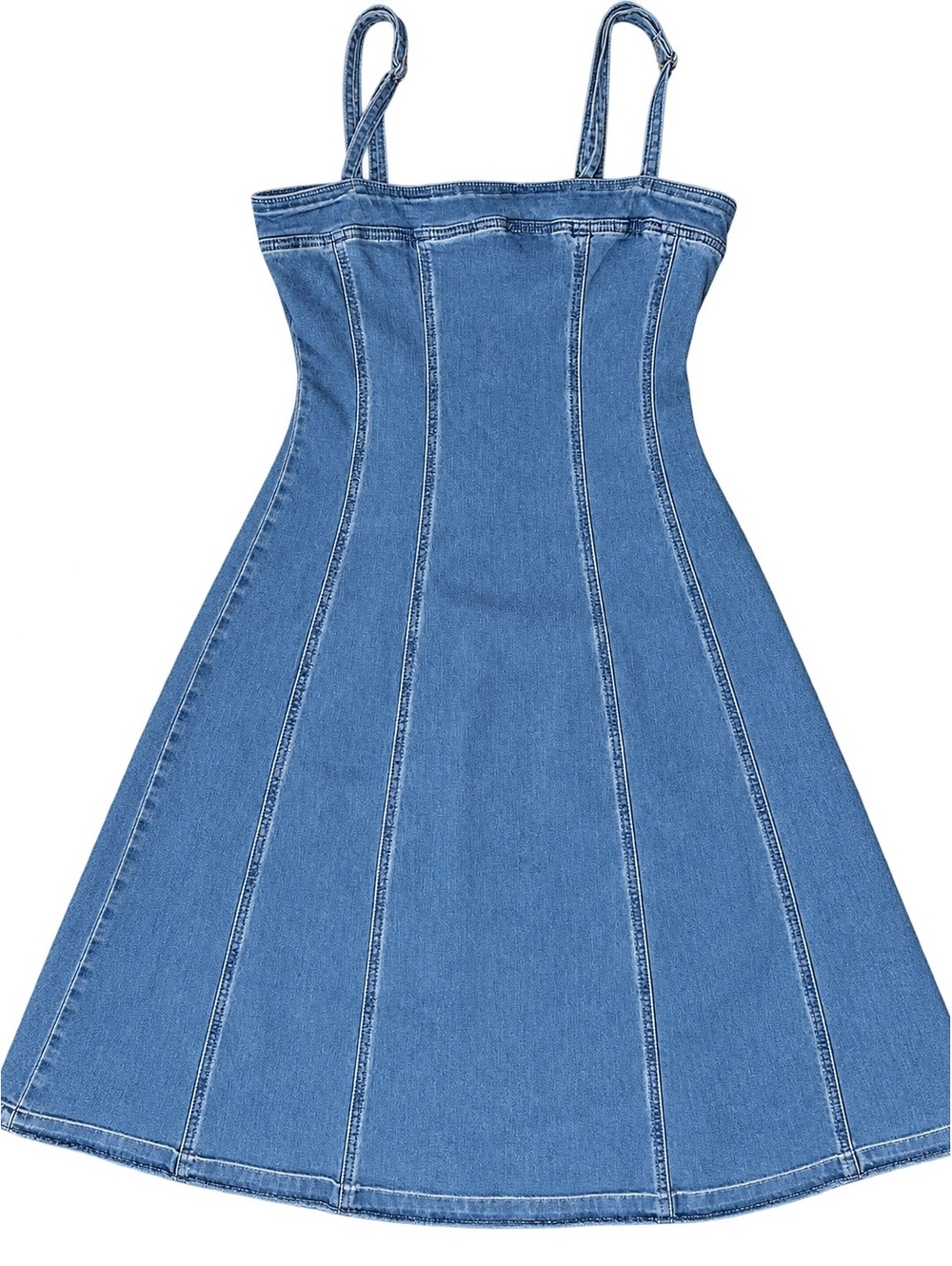 Fashion Nova Denim Corset Fit & Flare Mini Dress Blue Adjustable Straps Size L